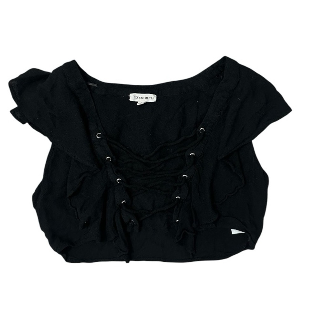 Black Lace Up Cropped Top
